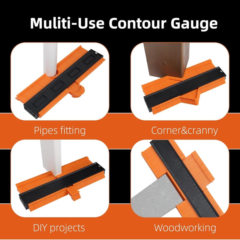VortecSys Contour Gauge Tool (10 Inch-Orange) Irregular Shape Duplicator, Birthday Gifts for Men Dad, Cool Gadgets for Men, Outline Edge Angle Measuring Tool for Woodworking Flooring - Image 5